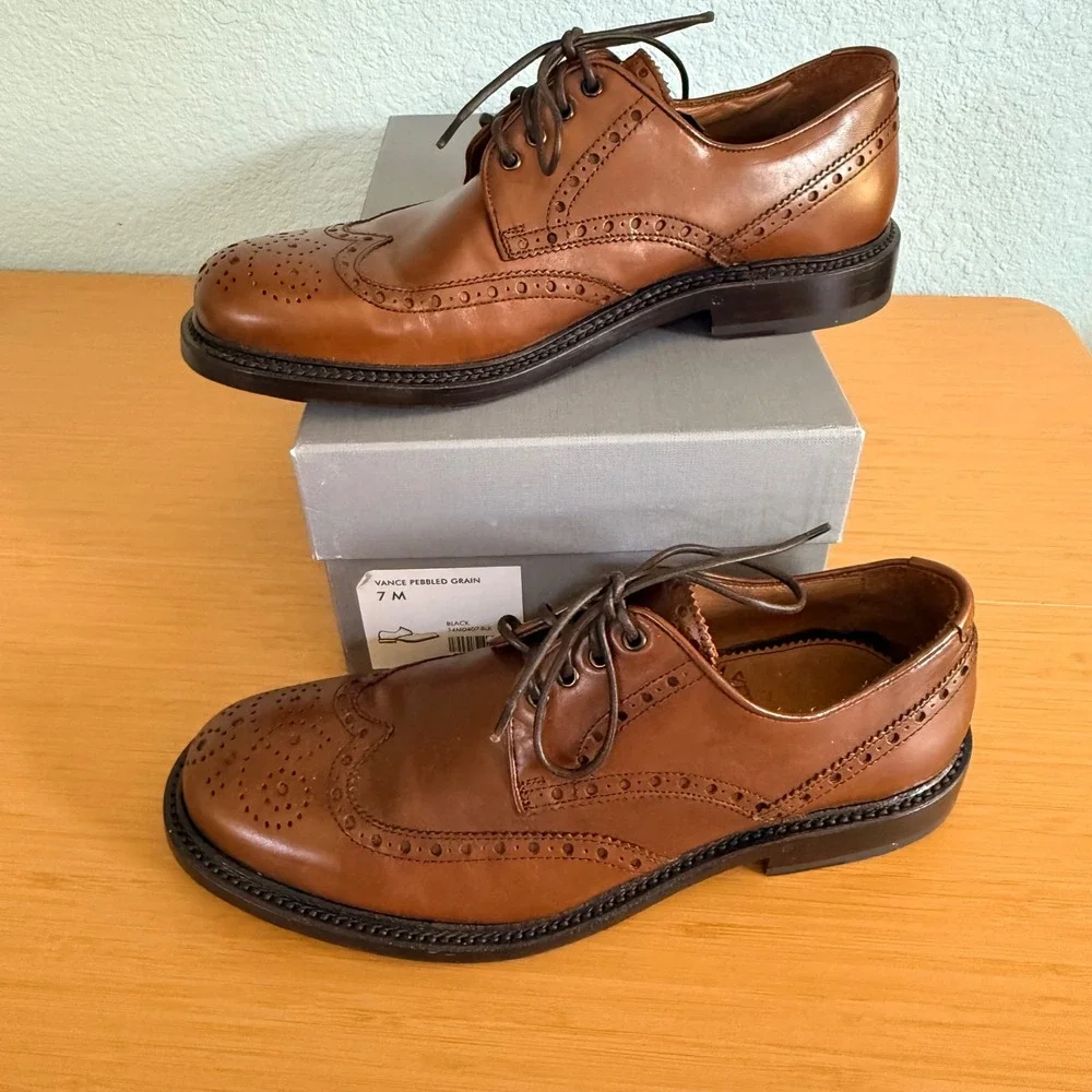 Aquatalia Vance Wingtip Oxford Mens Size 7 Brown Leather Weatherproof Brogue